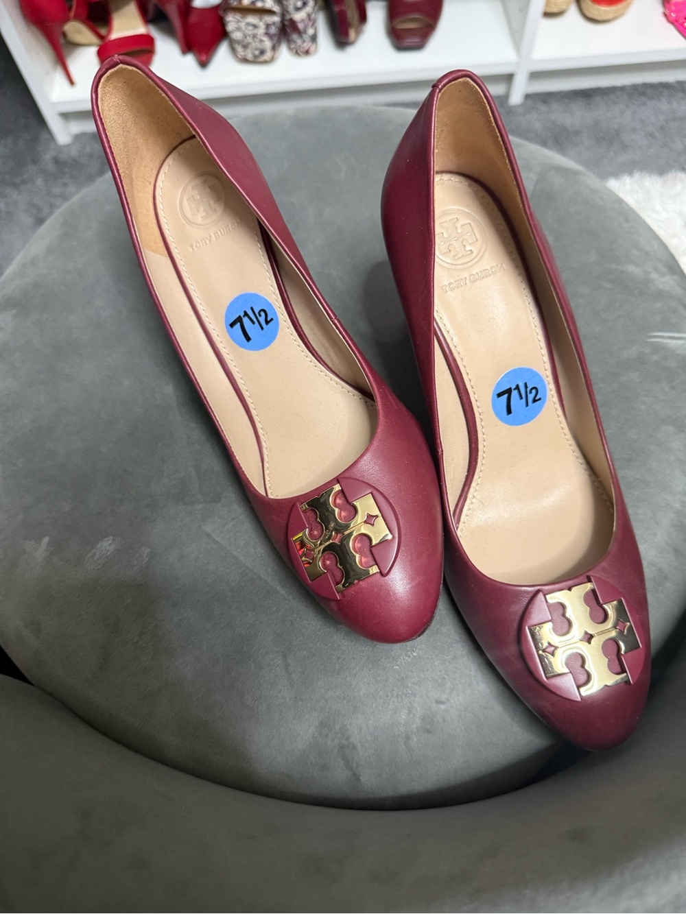 Tory Burch Burgundy Leather Logo  Never Worn